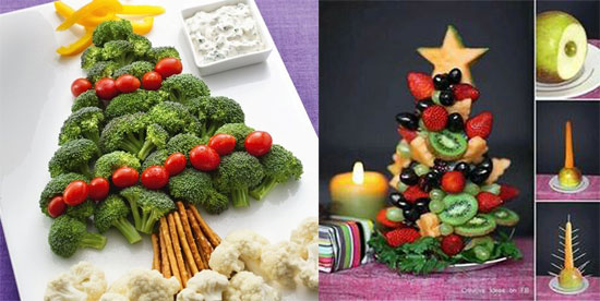 albero di natale di frutta e verdura