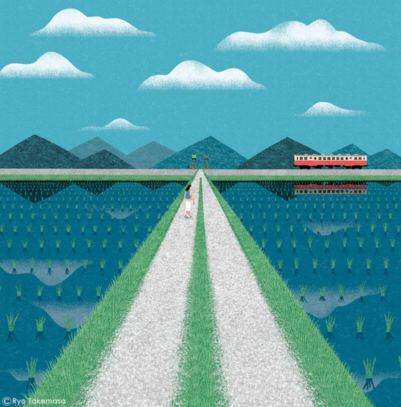 illustrazioni ryo takemasa paesaggio giapponese