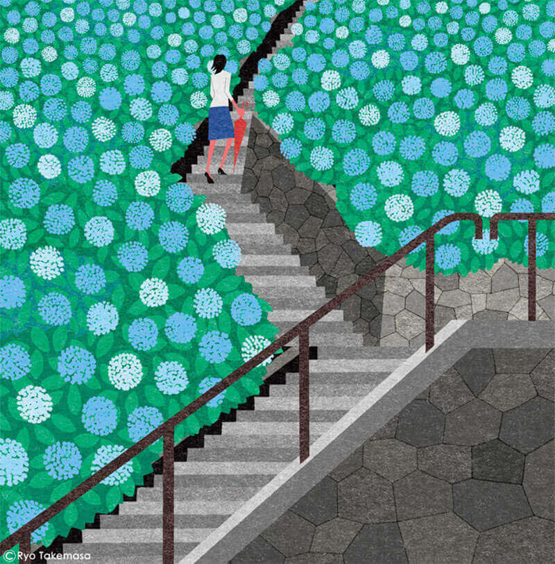 ryo takemasa illustrazione di paesaggio giapponese