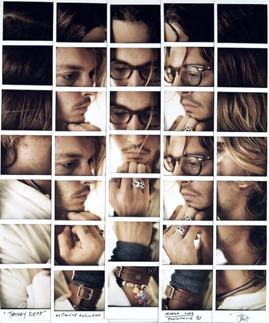 mosaici di foto polaroid di maurizio galimberti johnny depp