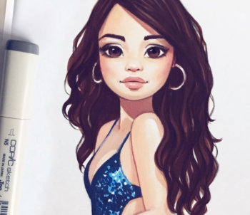 Lera Kiryakova Selena Gomez cartoon portrait