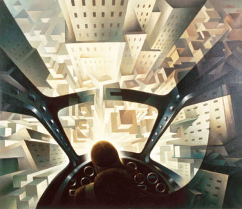 Aeropittura di Tullio Crali - Incuneandosi nell'abitato, 1939