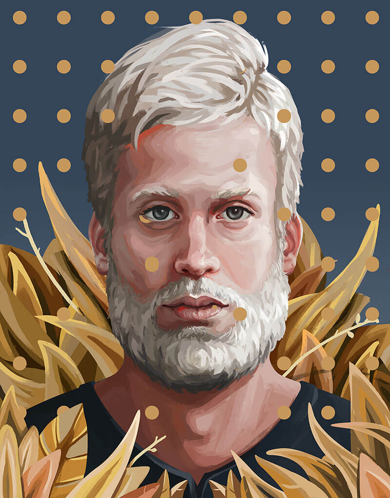 Leo Jiménez Ritratto maschile della serie "Faces & Leaves"