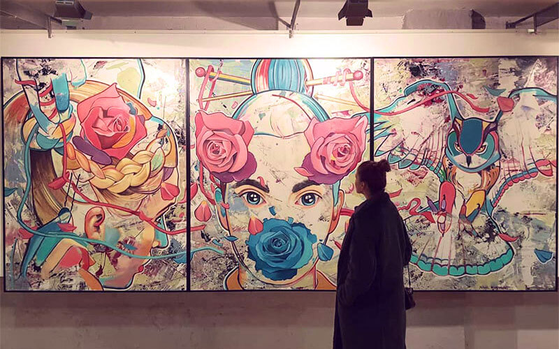 Mihail Korubin- trittico, pittura ad olio