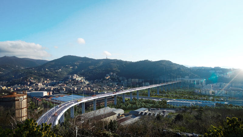 Rendering del Ponte di Genova di Renzo Piano